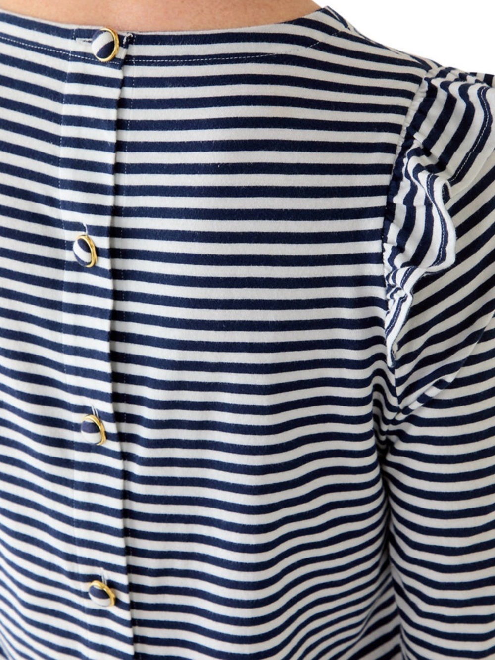 crown & ivy Navy and White Striped Button-Back Top